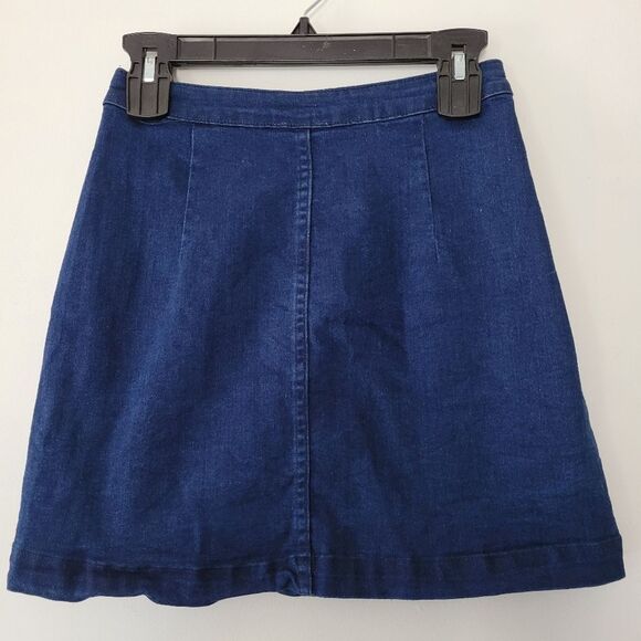 Harper Heritage Denim Blue Mini Skirt Wrap Small Cotton Blend - Picture 3 of 7